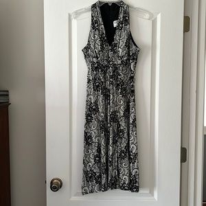 Jessica Howard Petite Halter Dress  Black & White Print  Size 4P   EUC